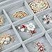 STYLIFING Jewelry Organizer Tray 12 Grids, Velvet Jewelry Tray with Clear Lid Jewelry Display Case Gifts for Women
