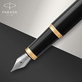 Parker IM Fountain Pen Black Lacquer Gold Trim Fine Nib Gift Box view 5