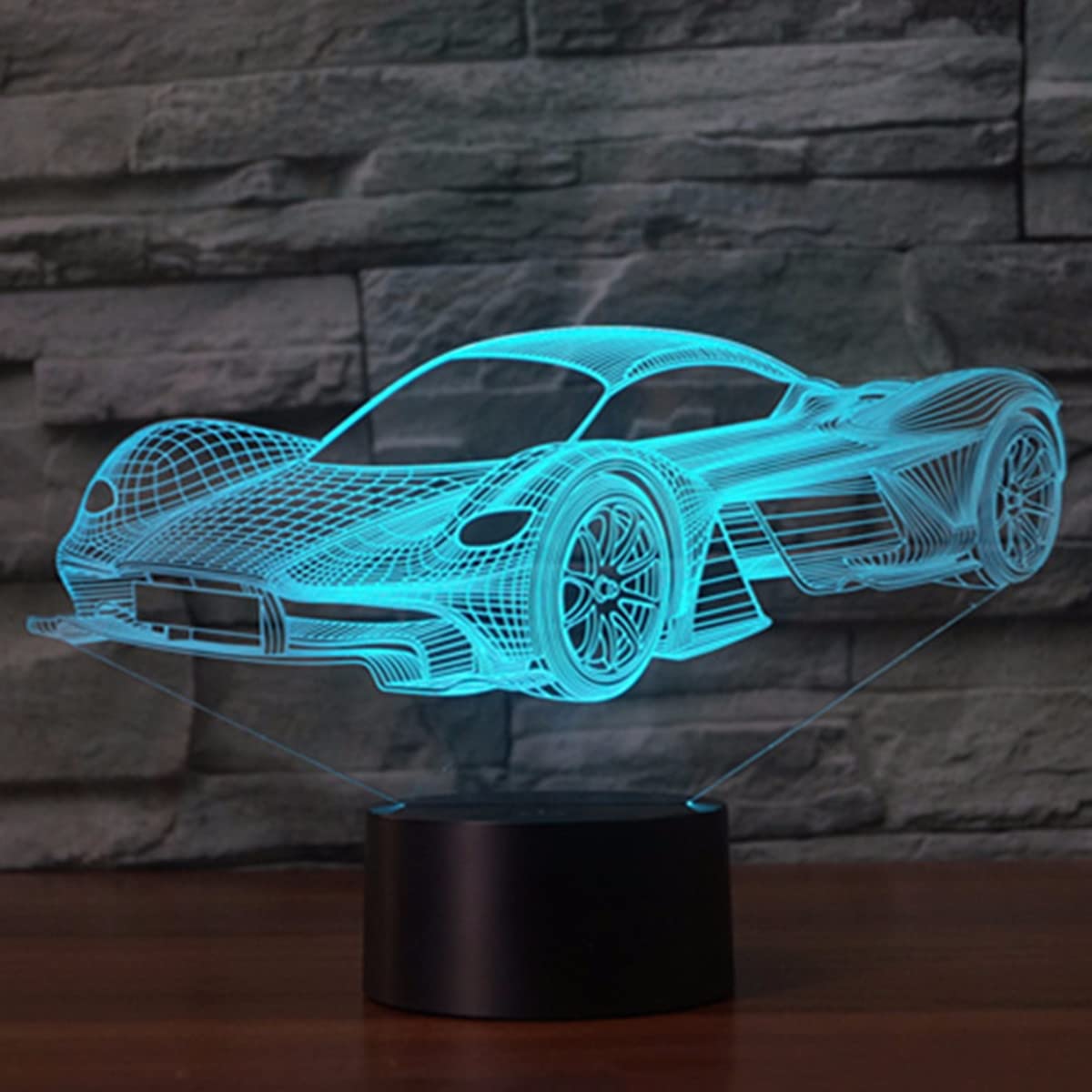 PONLCY 3D Illusion Lamp Car Led Night Light, 16 Colors Changing USB Desk Lamps with Remote Control, Bedroom Decoration Table Lights for Kids Birthday Gifts