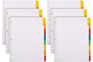 Oxford Write and Erase Binder Dividers, Durable Tabs for 3 Ring Binder, 8 Tab, Write On Tabs, Erasable Dividers, White, Multicolor Tabs, 6 Sets (89991)