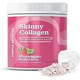 Skinny Collagen Weight Loss Supplement - Hydrolyzed Multi-Collagen Peptides Powder Drink - Types I, II, III, V, X - Supports Fat Burning & Weight Goals For Women - 30 Servings - Strawberry Margarita