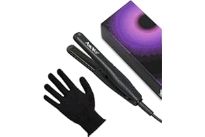 AMOVEE Mini Flat Iron, 0.7 Inch Mini Hair Straightener, Small Flat Iron for Short Hair,Curls Bangs, Dual Voltage Travel Hair Straightener（Black）