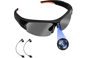 UYIKOO Video Camera Polarized Sunglasses, Bluetooth 4.1 Camera Glasses, HD 1080P Webcam Spy Glasses with Earphone for Outdoor Sports (Built in 32GB TF Card)