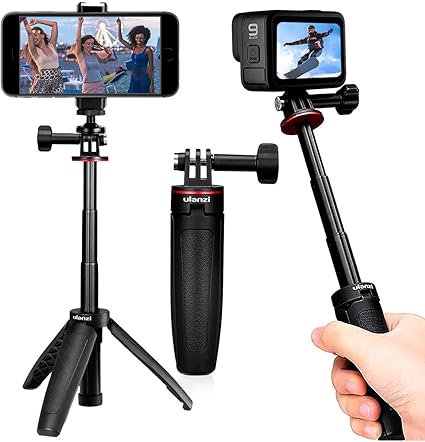 Amazon Ulanzi Gopro三脚スタンド スマホ三脚自撮り棒 Gopro9 三脚 Max 8 Black 3way 自撮り棒 セルカ棒 伸縮一脚 三脚3in1 Gopro Max ハンドル 伸縮拡張 一脚 軽量 1 4ネジ付き アクションカメラ 一脚 三脚 Gopro Hero 8 Pro 7 6 5 4 Session 3 3 2