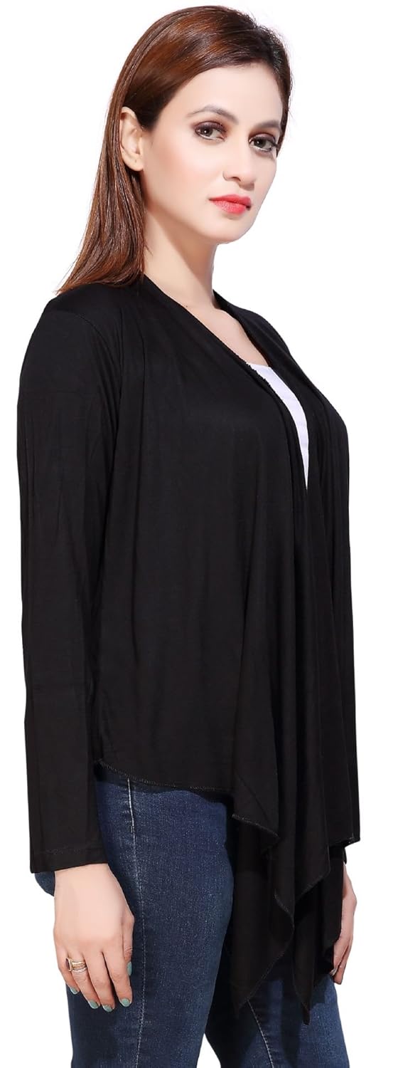 bfly women's viscose long shrugs(black)