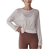 SweatyRocks Women's Long Sleeve Sheer Split Workout Top Yoga Athletic Soft Comfy Tee Shirt