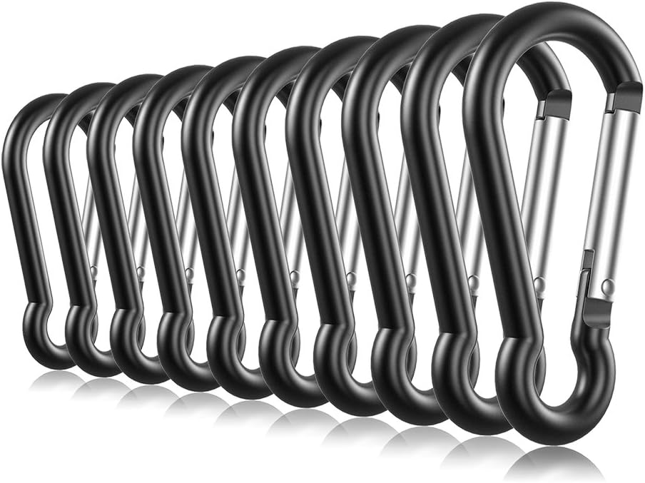 20PCS Mini Keychain Carabiner Clips,Small Aluminum Black Climbing Spring Key Chain D Ring Caribeaner Hook Bulk(20PCS,Black): Sports & Outdoors
