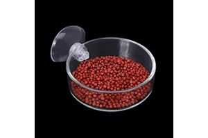 Dannisly Aquarium Glass Feeder Shrimp Feeding Dish Round Clear Fish Tank Food Tray Container Prevent Food Spilling with Suction Cup, 65mm