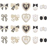 SUNNYCLUE 20Pcs 10 Styles Colorful Bow Charms Rhinestone Enamel Charms Aesthetic Black White Bowknot Heart Dangle Alloy Pendants Findings for Jewelry Making Necklaces Bracelets Earrings DIY Crafts