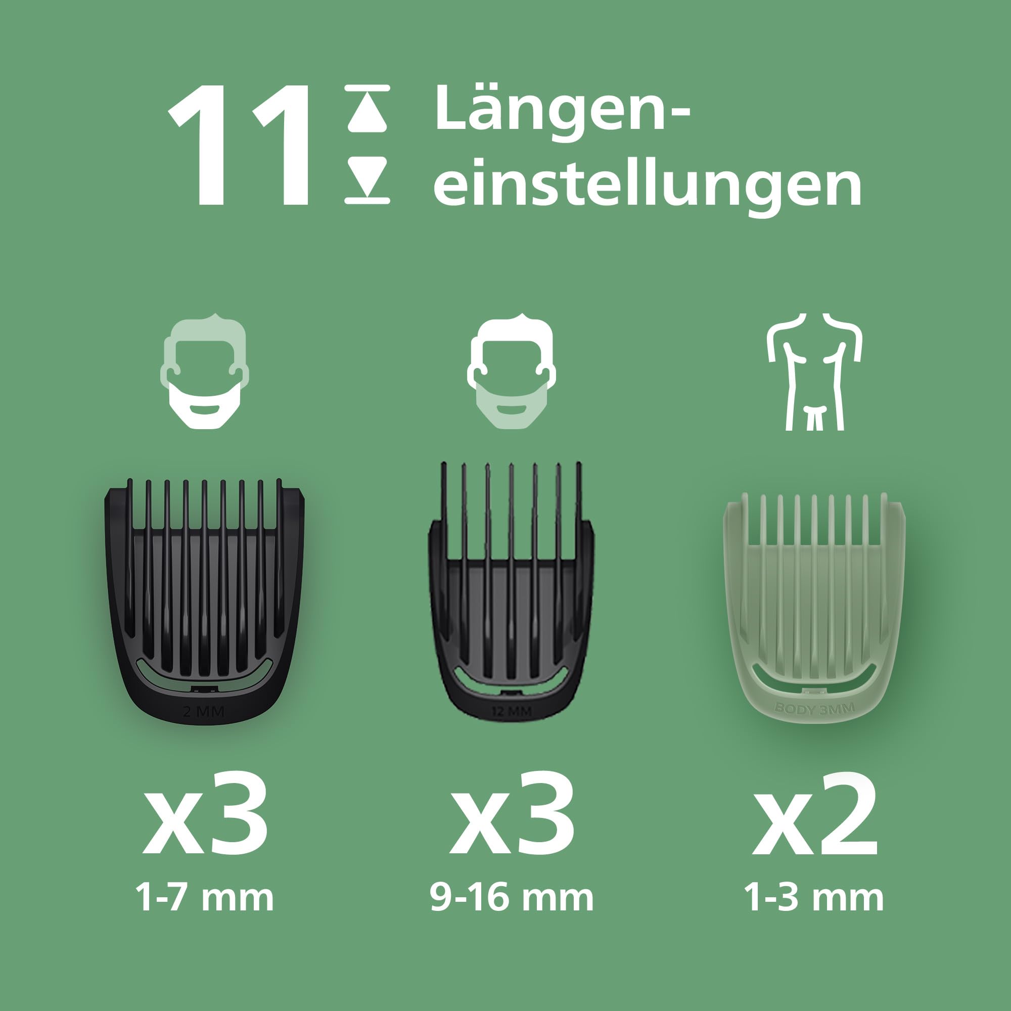 PHILIPS Multigroom Series 5000 All-in-One 10-teiliger Barttrimmer und Haarschneider für Gesicht, Kopf und Körper, selbstschärfende Metallklingen, elf Längeneinstellungen (0,5–16 mm), Modell MG5918/15 3