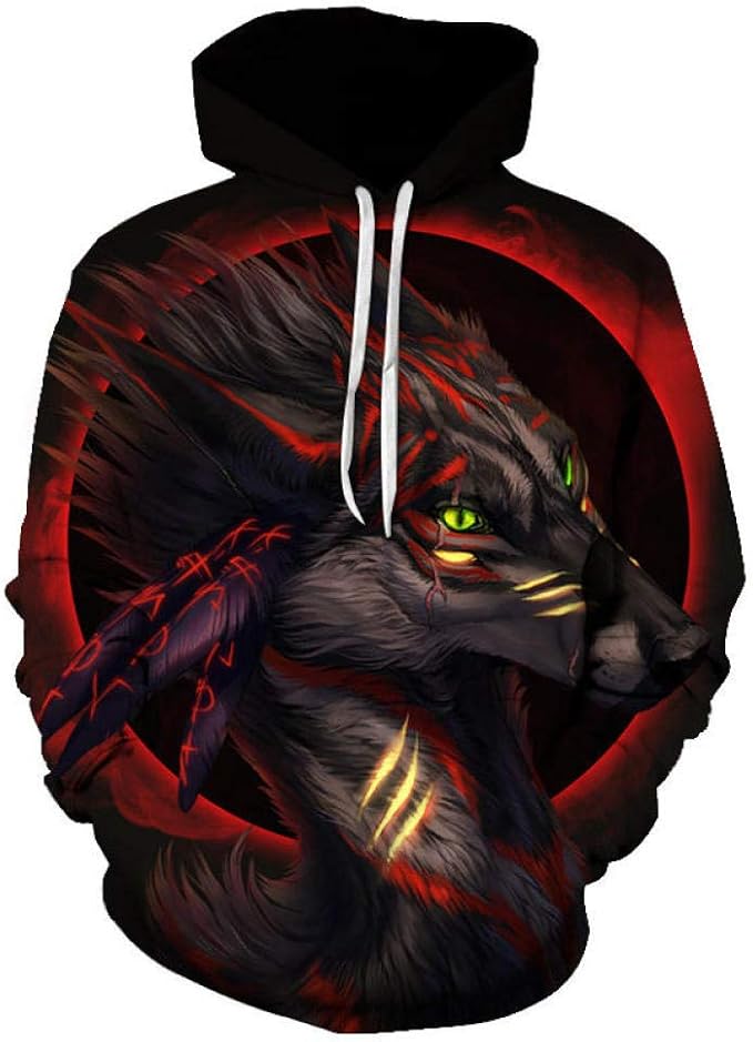 Flame Wolf Printed Hoodies Men 3D Hoodies Sweatshirts Boy Jackets