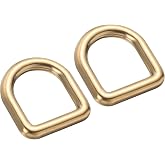 PATIKIL D Shape Buckle, Brass Purse Ring D Ring Sewing Keychains Belts Accessories for DIY Leather Crafts, Dog Leashes