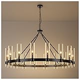 AEULYTIR 48 Inch Black Wagon Wheel Chandelier with