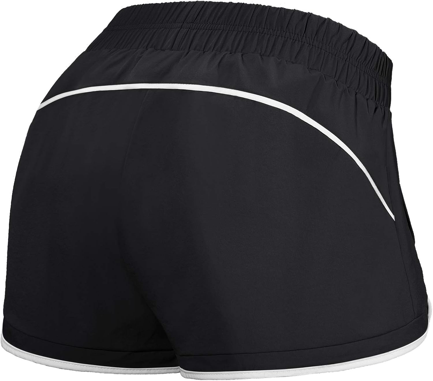 Blevonh Women Elastic Waist Double Layer Casual Running Shorts with Side Pockets: Clothing