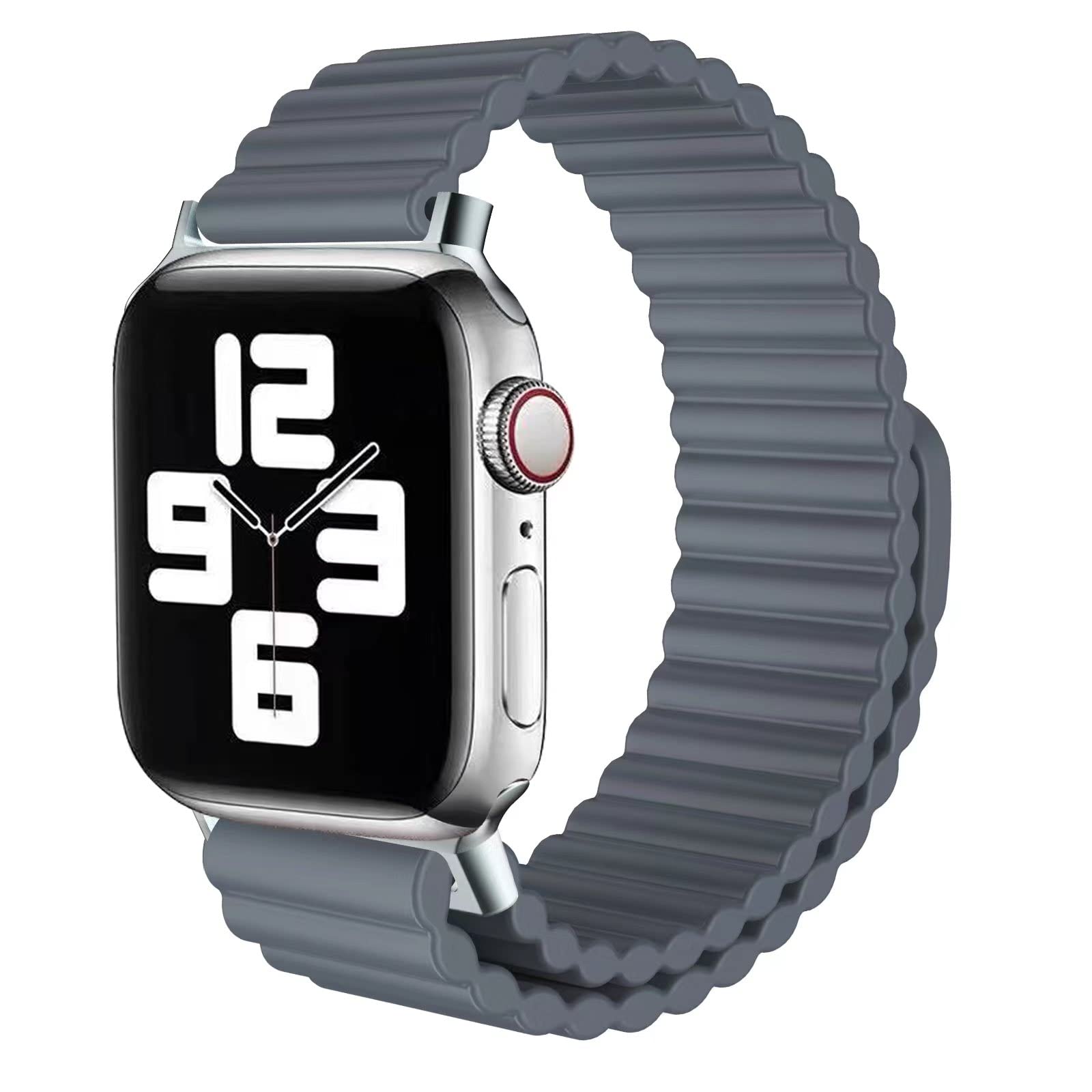 ydi Sport Strap Compatible with Apple Watch 8/7/6/5/4/3/2/1/SE, Magnetic Silicone Adjustable Loop Wristband Compatible for iWatch Band 42mm/44mm/45mm, Grey