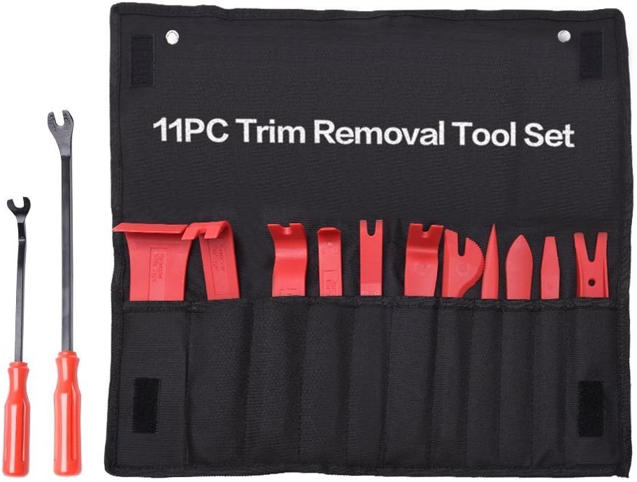 Auto Trim Removal Tool- EFK [13 Pcs] Door Panel Window Molding Upholstery Fastener Clip Removal Tool Kit- 2 Fastener Removers Included