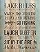 Lake Rules Relax Unwind Fishing Memories 16 x 12 inch Pine Wood Plank Wall Sign Plaque