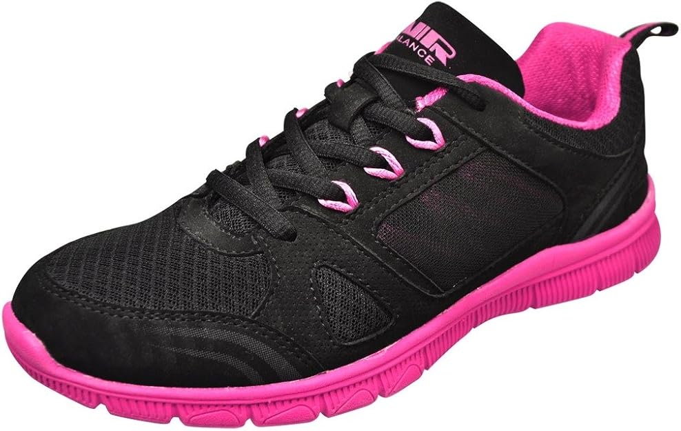 Air Balance Womens Black Fuchsia Lightweight Cross Trainer