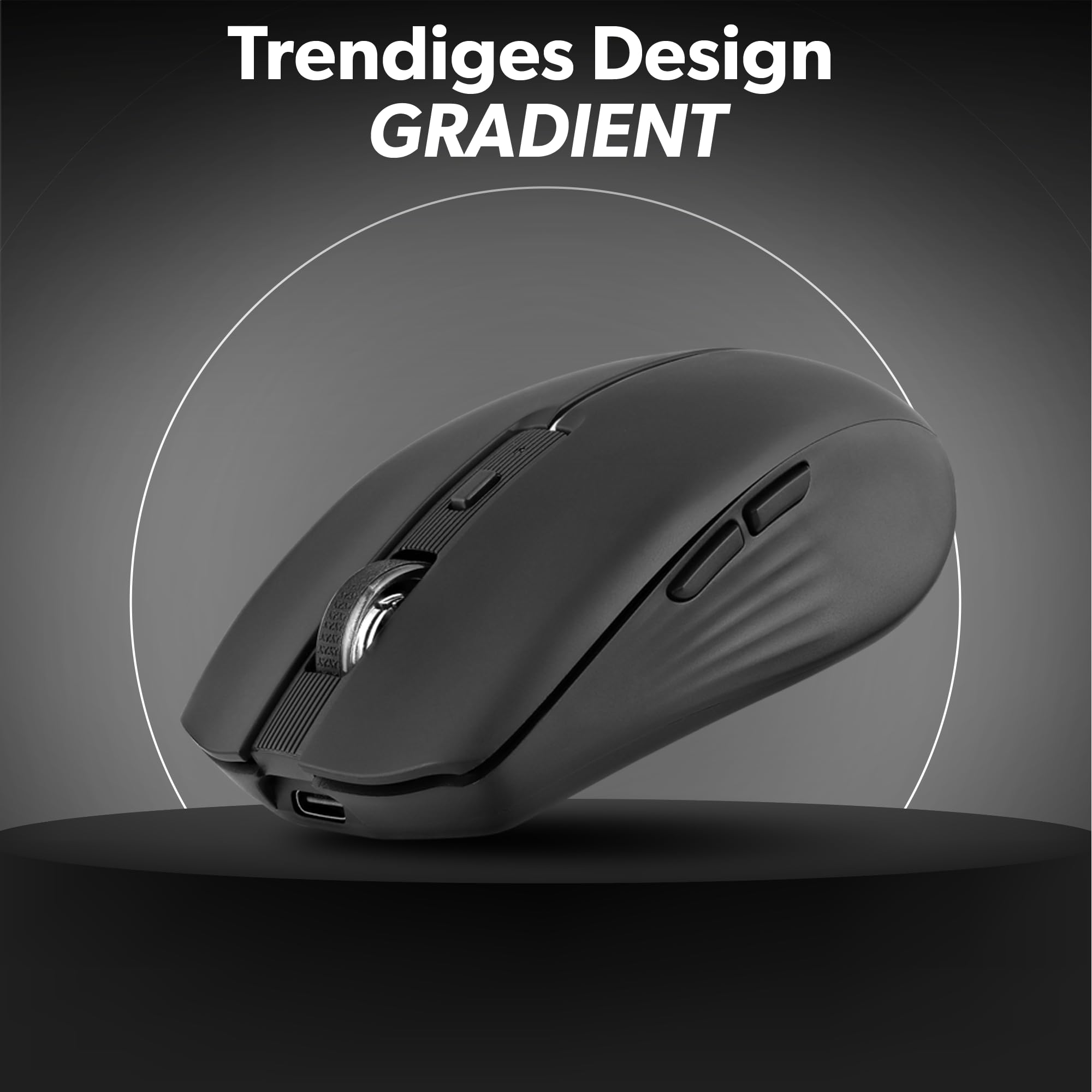T'nB Kabellose Maus, Dual Mode Bluetooth und USB-A, Wiederaufladbar, Lange Akkulaufzeit, Leise, 1600 DPI Genauigkeit, 6 Tasten, Kompatibel mit Windows, Linus und MacOs - Schwarz 2