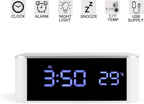 Amazon Com Enjoy Best Time Digital Led Mirror Clocks For Living Room Rectangel Blue Light Temperature Night Mode Snooze Alarm Clock For Girls Home Kitchen