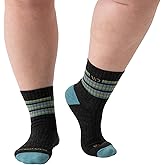 Wide Open Micro Crew Women's Merino Wool Socks - Multi Stripe Everyday Wide Ankle Socks for Wide Feet