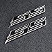 (Set of 2) Slant SS Grill Side Fender Trunk Emblem Badge Decal with Sticker for Chevrolet Chevy Camaro Impala Malibu Holden 2010 to 2025 [Black Letter with Chrome Trim]