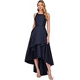 Adrianna Papell Women's Mikado High Low Gown | Sleeveless Halter Top Dress with Ruffled Skirt & Luxe Mikado Fabric