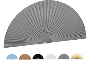 JLONG Arch Window Shade Curtains Half Circle Moon Pleated Fabric Blinds Semi Circle Temporary Light Filtering Pleated Paper Shades Half Round Window Covering Easy to Cut and Install