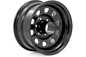 Rough Country Daytona Steel Wheel - 16x8, 5x4.5" Bolt Pattern, 6mm Offset, 10-Slot D-Window Design, Gloss Black