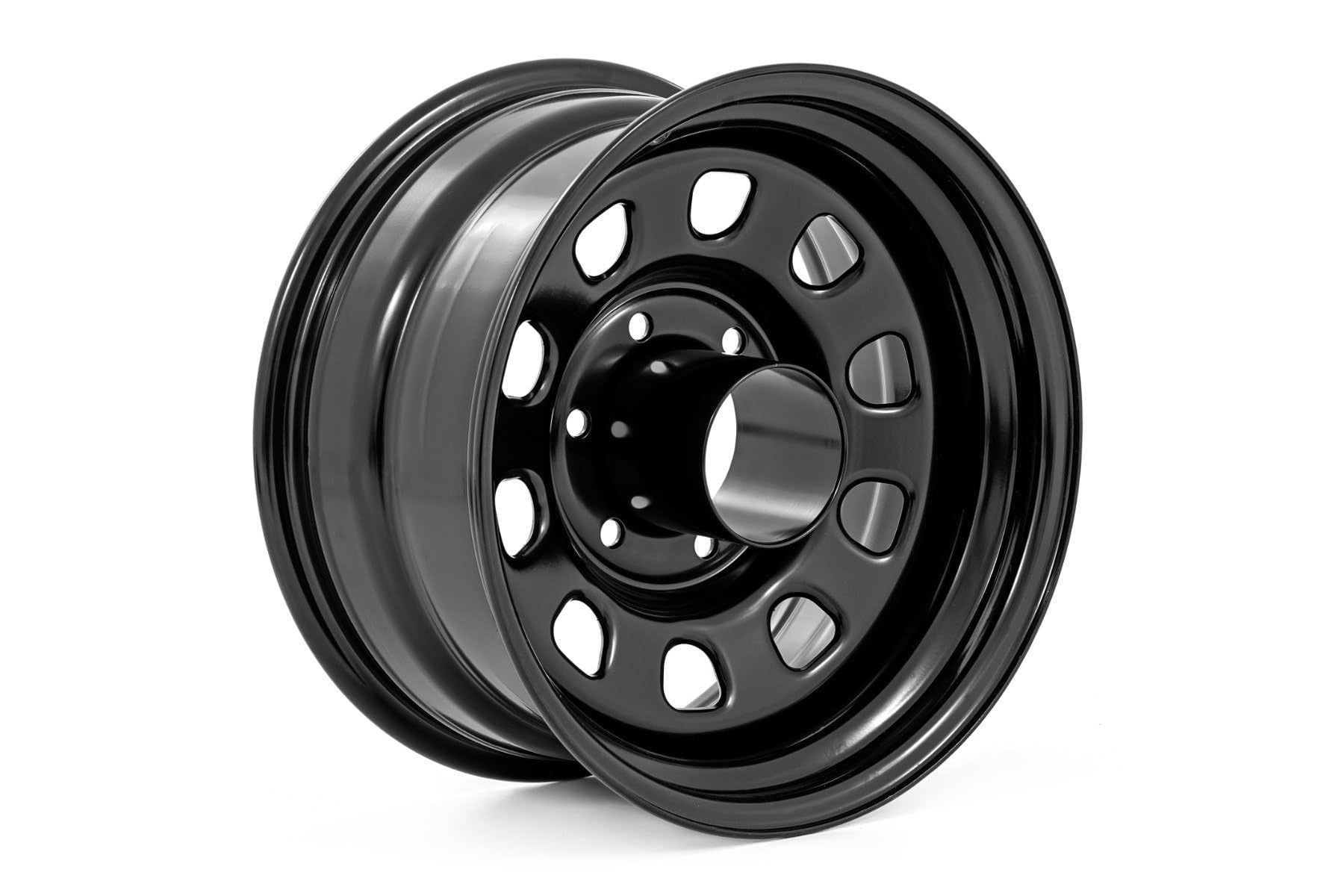Photo 1 of (DAMAGED) (DENTS/WORN) Rough Country Black Steel 17x9 | 6x5.5 | 4.25 Bore | -12-RC51-7655 Wheel with Painted (17 x 9. inches /6 x 5 inches, -12 mm Offset)