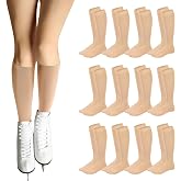 Toulite 12 Pairs Ice Figure Skating Socks for Girls Women Kids | Skating Socks for Girls, Kids Ice Skating Socks, Roller Skate Stockings, Light Opaque Look, Knee High, Ice Performance Wear