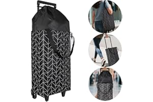 HOSDZOU Small Collapsible Shopping Cart,Shopping Cart with Wheels,Folding Portable Bag,Waterproof Rolling Bag,Trolley Tote Stair Climbing for Traveling,Gift for Women&Older (Black&Expandable Bag)