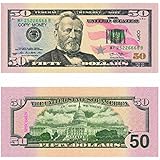 AL'IVER COPY MONEY 50 dollar PROP MONEY FAKE MONEY Realistic Double Sided Money Stack 100 $50 Bills FULL PRINT FAKE BILLS F0