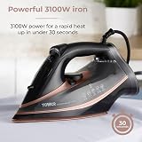 Tower Ceraglide Ultra Speed Iron 3100W Ceramic Soleplate Black Rose Gold view 3