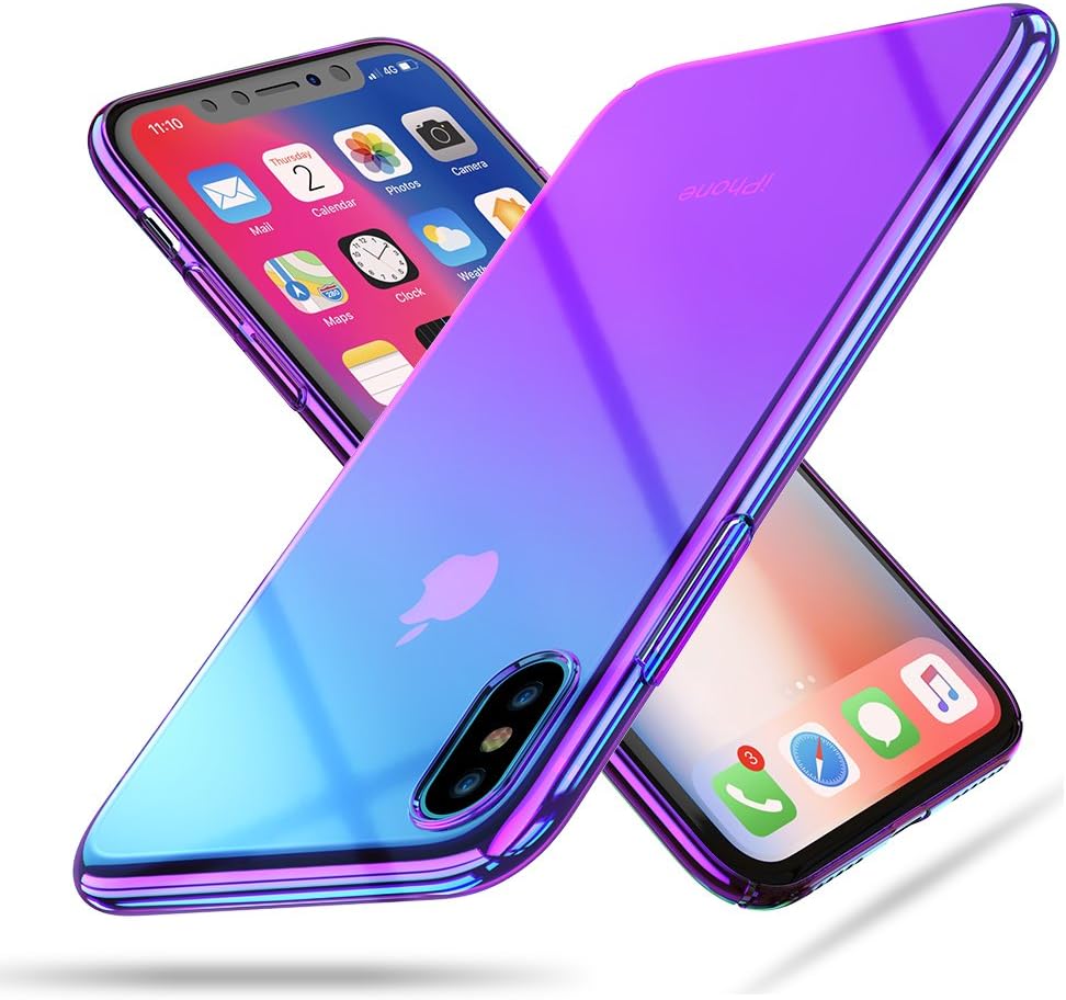 RAXFLY Compatible Fit New iPhone XR 6.1 Case Stylish Gradual Colorful Ultra Thin Electroplating Purple Light Shell Mirror Transparent Clear Hard Back Cover