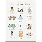 uoyien Calming Corner Classroom Mental health Posters Feelings Calming Techniques Canvas Wall Art Boho Emotions Chart for Kids Prints Special Education Wall Decor for Office School 12x16in Unframed