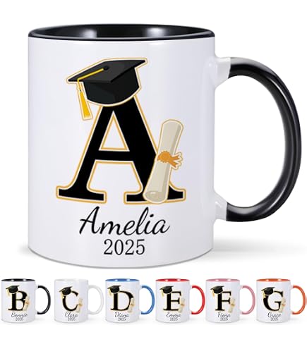 Personalized Graduation Mug 2025 - Custom Class Of 2025 Gift | 11 Oz Ceramic Coffee Cup For High School, College, PhD Grads