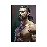 HMLZSJ Nude Muscle Male Torso Portrait Art Gay