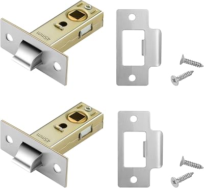 Pimoys 2 Set 45mm Tubular Latch Internal Door Lock Mortice Latch Polished