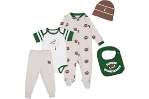 Gertex 5-Piece Layette Sport Set Gift Bundle for Babies & Infants | Baseball, Basketball, Hockey, Soccer, Football