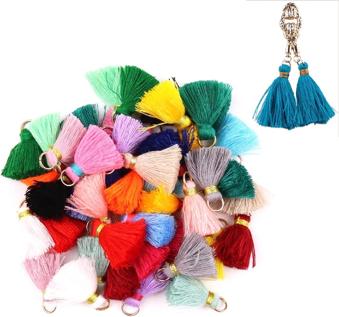 ZKSXOA Mini Boho Tassels, 50 Pieces, 2 cm, Multi-Colored, Handmade, DIY Crafts, Keychains, Jewelry Making, Decorations, Celebratory Events