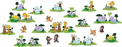 Bambinella Schranksticker Wandsticker - Schranktattoo Wandaufkleber - Motiv: Tiere in Afrika - 20-teilig - Made in eigener We