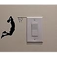 YINGKAI Two Handed Slam Dunk Basketball Player Dunking on Light Switch Decal Vinyl Wall Decal Sticker Art Living Room Carving
