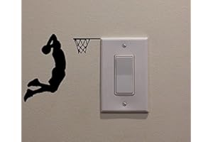 YINGKAI Two Handed Slam Dunk Basketball Player Dunking on Light Switch Decal Vinyl Wall Decal Sticker Art Living Room Carving Wall Decal Sticker for Kids Room Home Window Decoration
