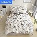 BuLuTu Feather Duvet Cover Set Queen Kids White Cotton,Lightweight 3 Pieces Reversible Teen Boys Girls Bedding Sets Full Size with Zipper Closure,Women Men Duvet Cover Queen Size,No Comforter