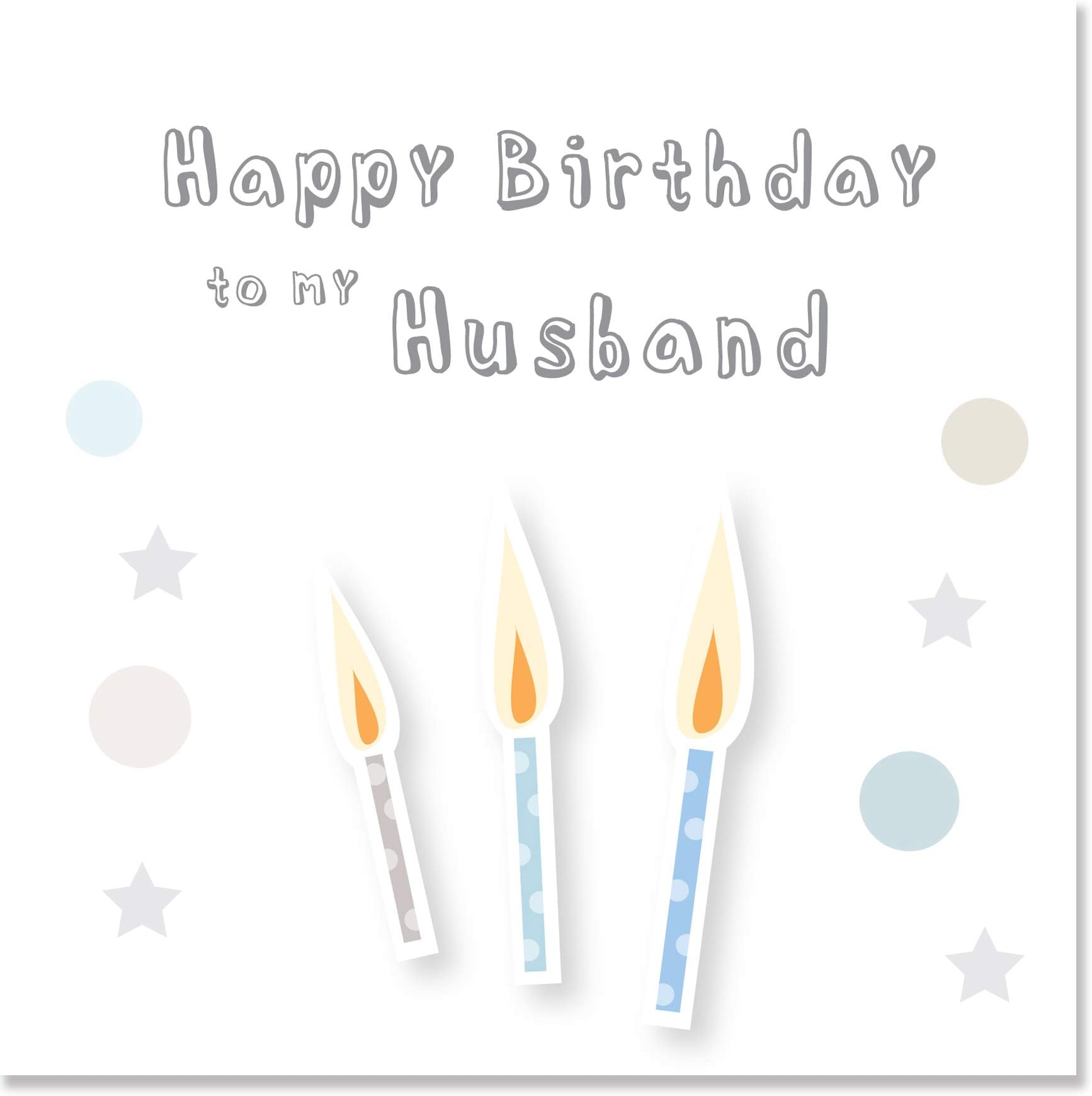 Happy Birthday Husband Card - Candles Design with Silver Foil Text - 150mm by Jonathan Glick Designs