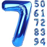 Navy Blue 7 Balloon Number, 40 Inch Nmber Balloons, Blue Party Decorations for 7th Birthday