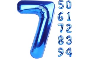 IWERP Navy Blue 7 Balloon Number, 40 Inch Nmber Balloons, Blue Party Decorations for 7th Birthday