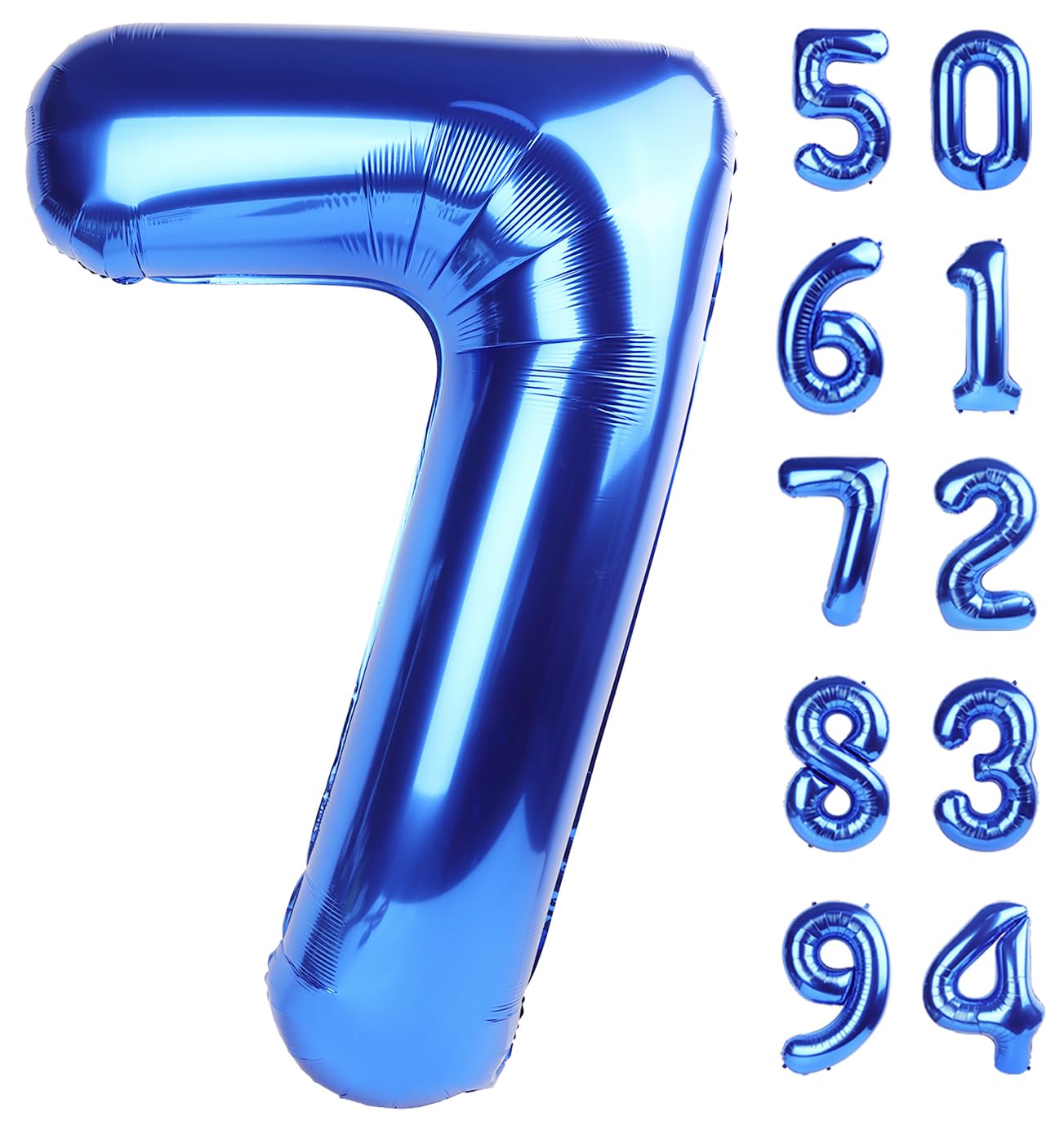 Photo 1 of Navy Blue 7 Balloon Number, 40 Inch Nmber Balloons, Blue Party Decorations for 7th Birthday