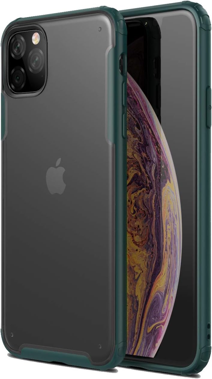 Speira Compatible with iPhone 11 Pro Max Slim Case Transparent Shockproof (Protective Cover with Green Edge)